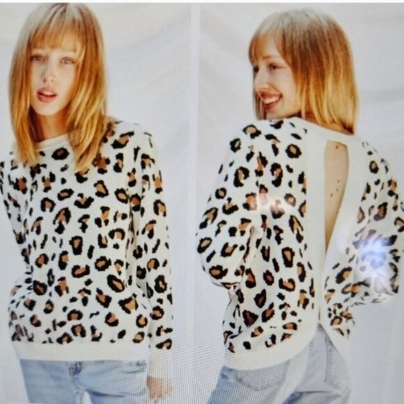 LEOPARD CROSS BACK SWEATER-NEW - Picture 2 of 6